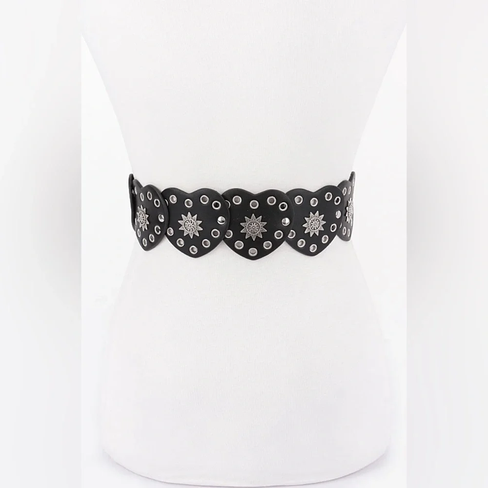 Vegan Leather Heart Western Concho Statement Belt